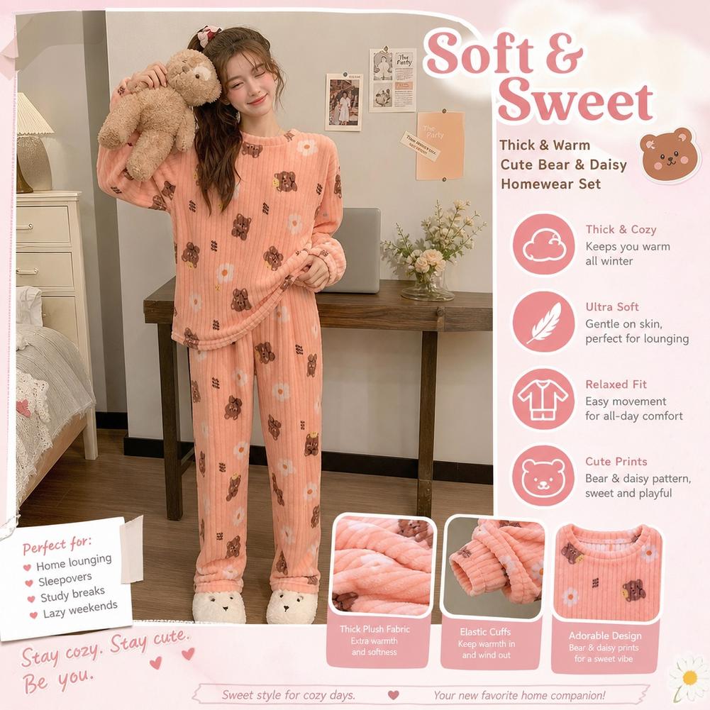 Pajamas Women Coral Fleece Bea - Corduroy Pant Warm ulasan dan harga