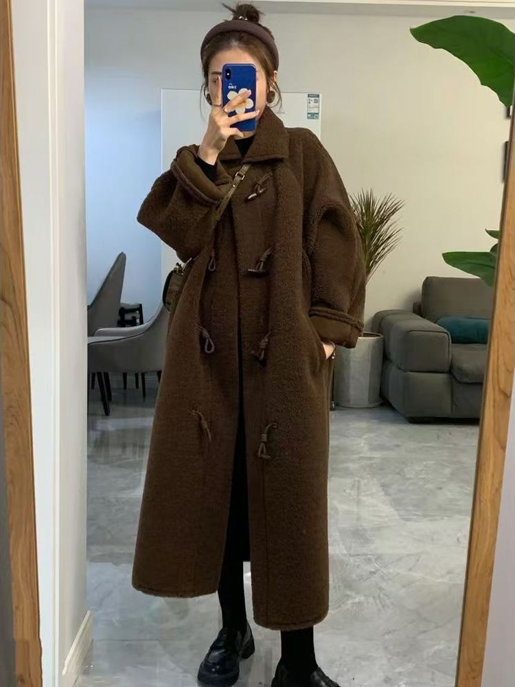 Lamb Fur Long Thickened Winter - Wool Coat Peacoat ulasan dan harga