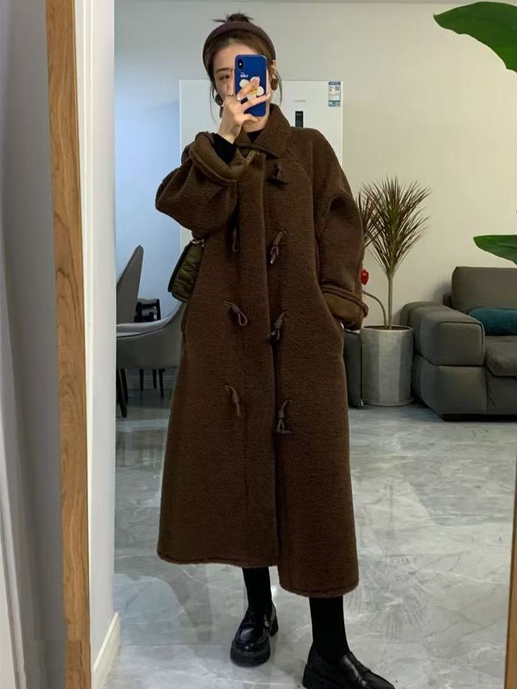 Lamb Fur Long Thickened Winter - Wool Coat Peacoat ulasan dan harga