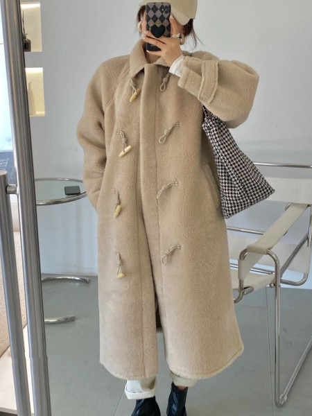Lamb Fur Long Thickened Winter - Wool Coat Peacoat ulasan dan harga