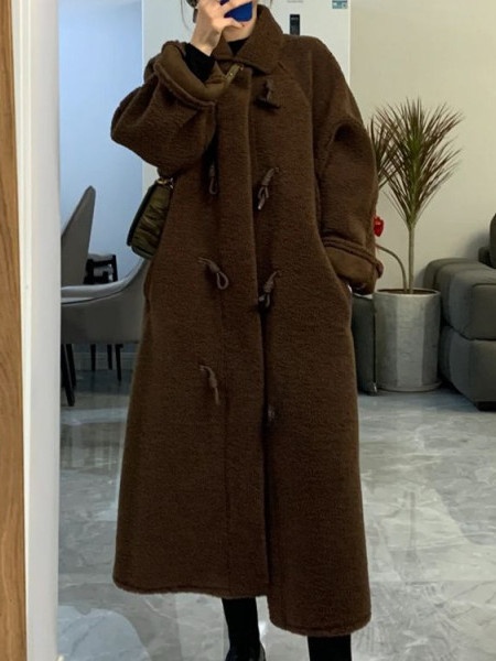 Lamb Fur Long Thickened Winter - Wool Coat Peacoat ulasan dan harga